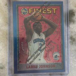 1996 LARRY JOHNSON BLUE TOPPS FINEST with peel Charlotte Hornets